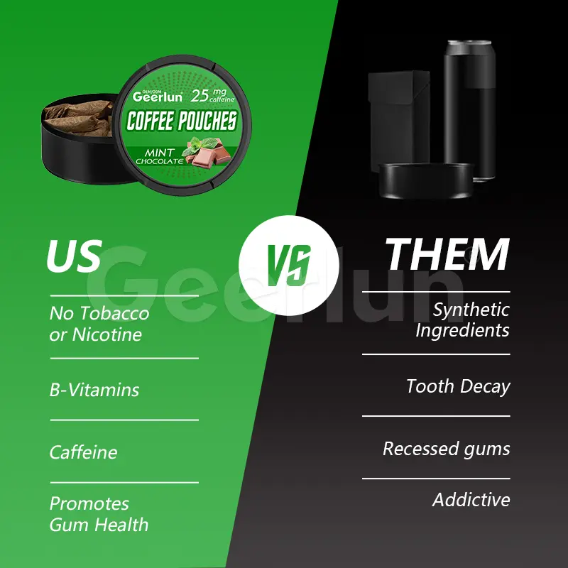 Coffee pouches vs nicotine pouches no tobacco no nicotine B-vitamins promotes gum health mint chocolate.jpg