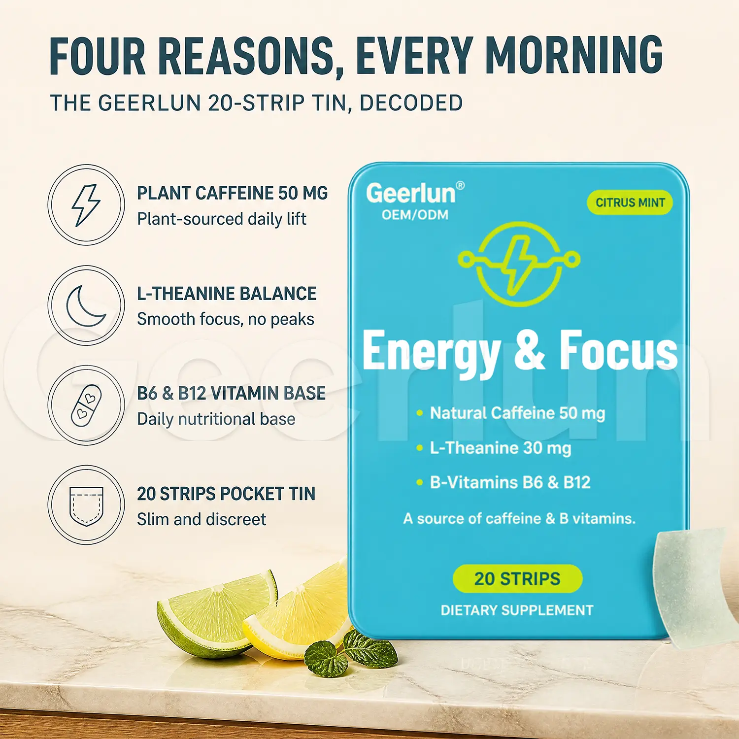 oem natural caffeine oral dissolving film