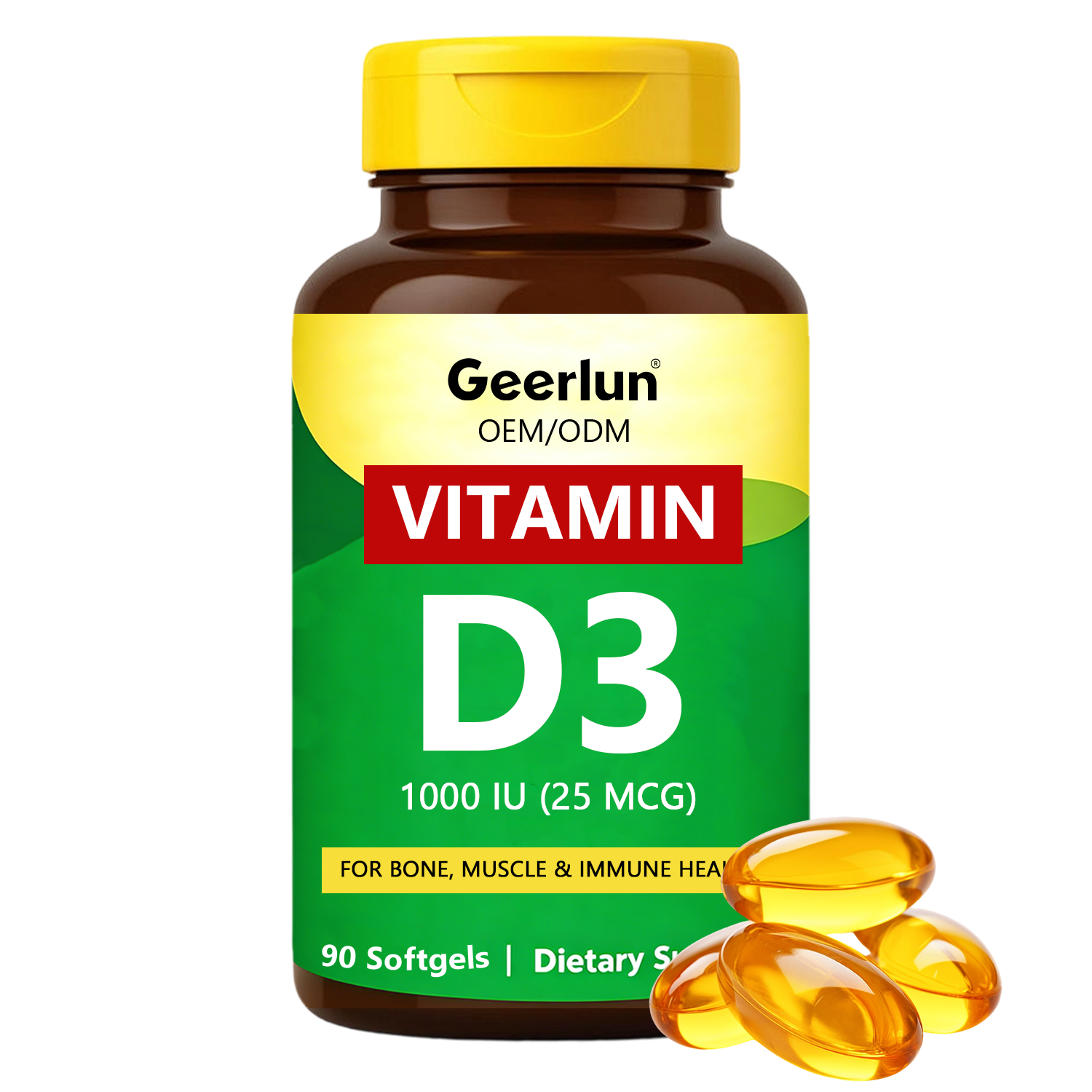 Wholesale Bone Muscle Immune Support Vitamin D3 1000IU Softgels