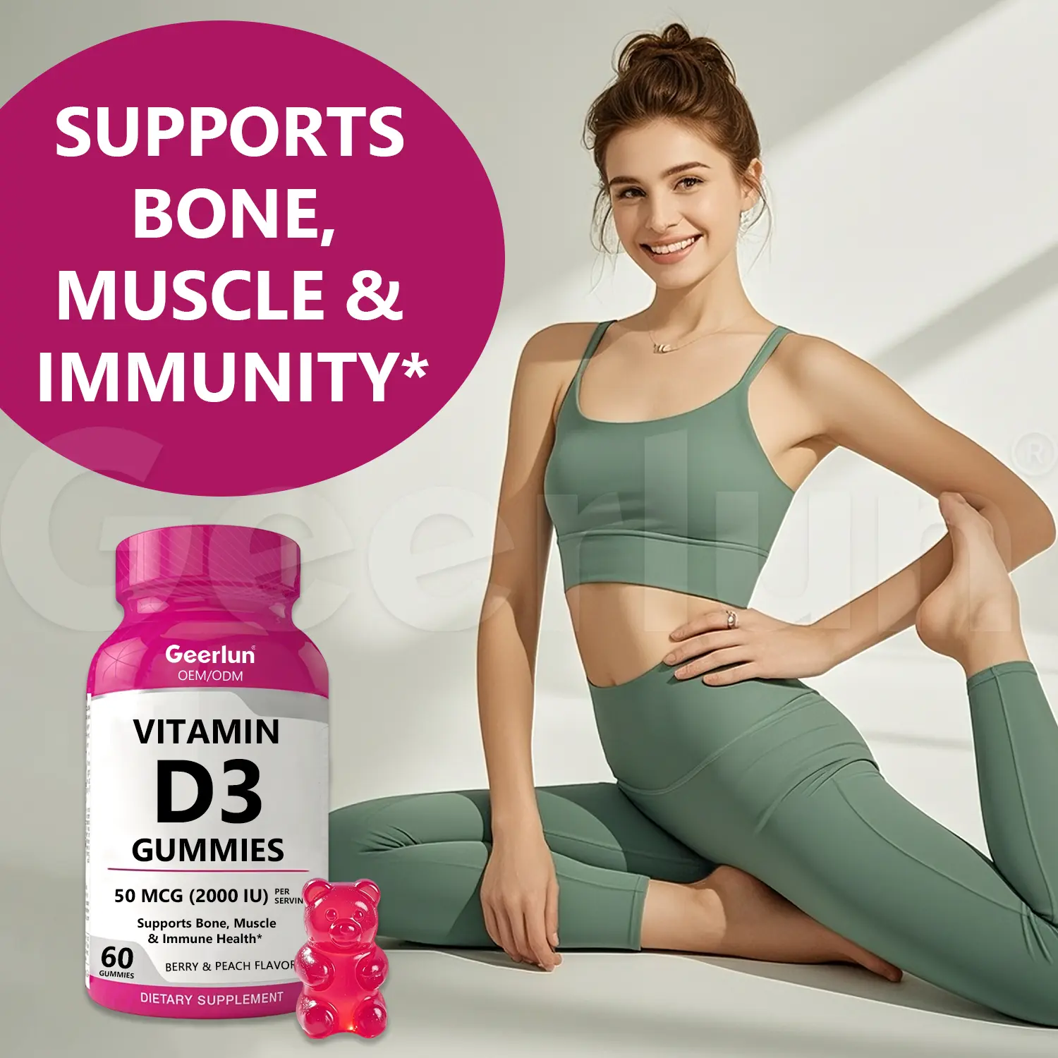 Vitamin D3 gummy supplement facts label 50 mcg zero sugar natural colors third party tested.png