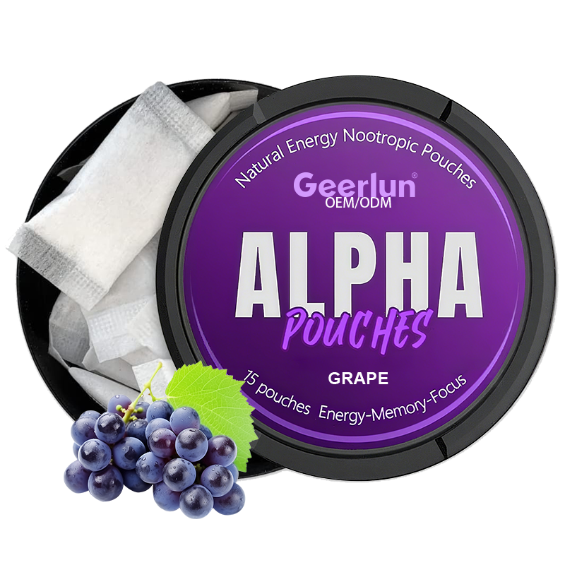 Geerlun ALPHA grape flavor natural energy nootropic pouches 15 pouches energy memory focus OEM.png